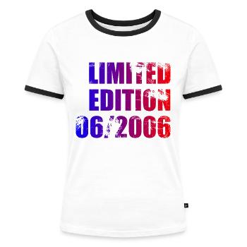 18th Anniversary Limited Edition 06/2006 - Women's Ringer T-Shirt - white/black - Front - Selfina (174cm)
