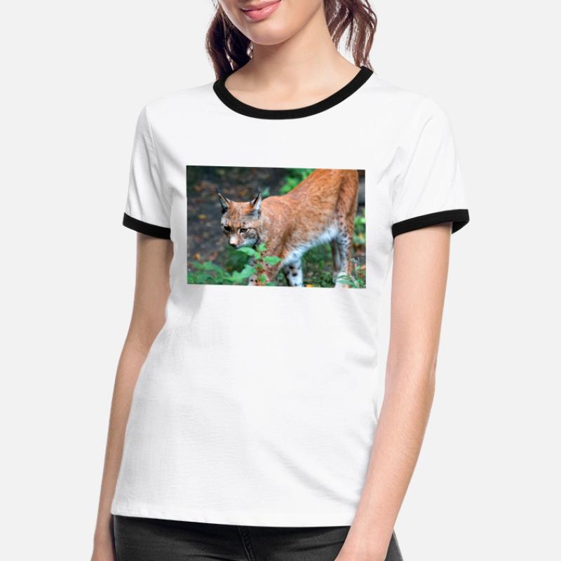 Eurasischer Luchs oder Nördlicher Luchs Frauen Kontrast-T-Shirt