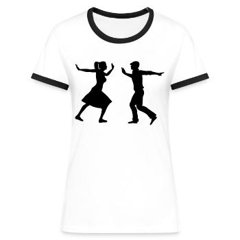 Lindy Hop Swing Tanzen Geschenk Tanz Shag Boogie - Frauen Kontrast-T-Shirt - Weiß/Schwarz - Vorne - Selfina (174cm)