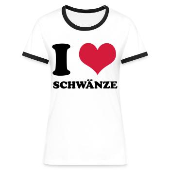I Love Schwänze - Frauen Kontrast-T-Shirt - Weiß/Schwarz - Vorne - Selfina (174cm)