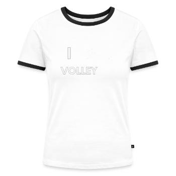 ICH LIEBE VOLLEYBALL - Frauen Kontrast-T-Shirt - Weiß/Schwarz - Vorne - Selfina (174cm)