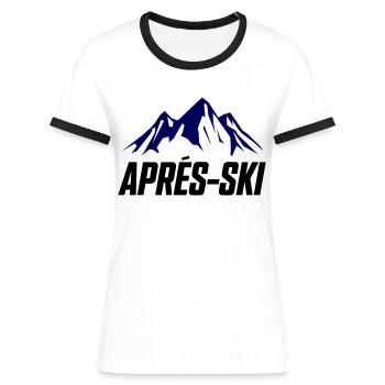 Apres ski berge - Frauen Kontrast-T-Shirt - Weiß/Schwarz - Vorne - Selfina (174cm)