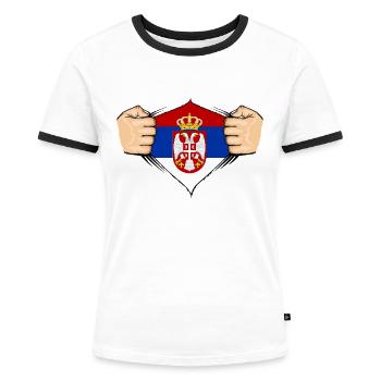 Serbia Flag Design - Women's Ringer T-Shirt - white/black - Front - Selfina (174cm)
