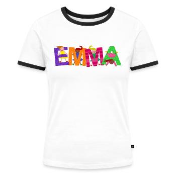 Emma - T-shirt contrasté Femme - blanc/noir - Devant - Selfina (174cm)