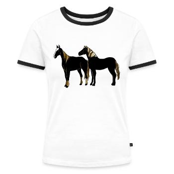 Caballos - Camiseta contraste mujer - blanca/negro - delante - Selfina (174cm)