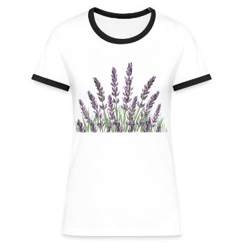 Lavendelhalme Lavendel - Frauen Kontrast-T-Shirt - Weiß/Schwarz - Vorne - Selfina (174cm)