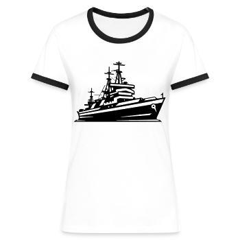 combat boat - Women's Ringer T-Shirt - white/black - Front - Selfina (174cm)
