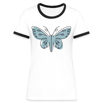 Abstraktes Design Schmetterling - Frauen Kontrast-T-Shirt - Weiß/Schwarz - Vorne - Selfina (174cm)