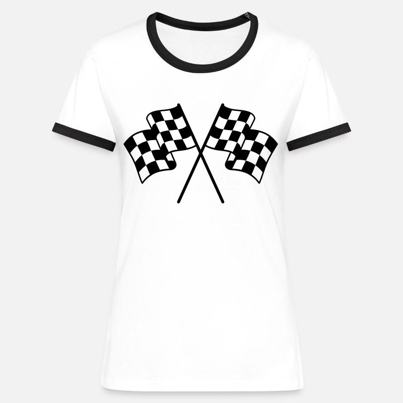 Checkered Flags 1 color - Women's Ringer T-Shirt - white/black