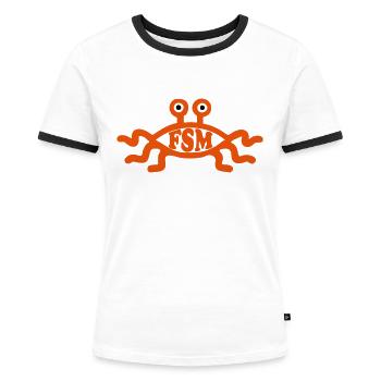Flying Spaghetti Monster - Frauen Kontrast-T-Shirt - Weiß/Schwarz - Vorne - Selfina (174cm)