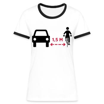 Gardez vos distances! - T-shirt contrasté Femme - blanc/noir - Devant - Selfina (174cm)
