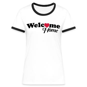 welcome_home_f2 - Frauen Kontrast-T-Shirt - Weiß/Schwarz - Vorne - Selfina (174cm)
