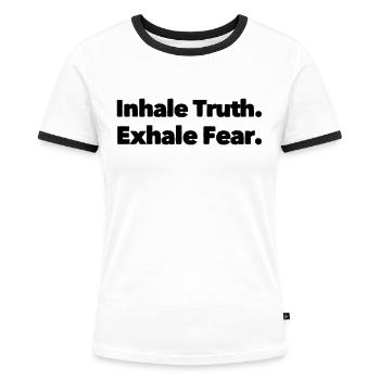 Inhale & Exhale - Women's Ringer T-Shirt - white/black - Front - Selfina (174cm)