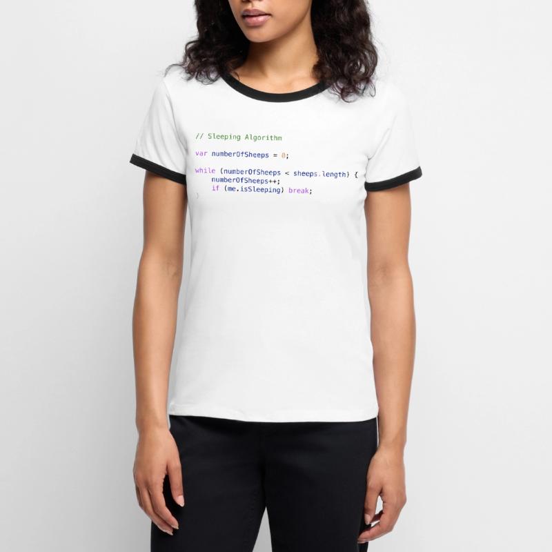 Programmation code logique compte de moutons T-shirt contrasté Femme