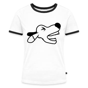 Dog, angry, biting, , barking, barking, loud, yapping - Women's Ringer T-Shirt - white/black - Front - Selfina (174cm)