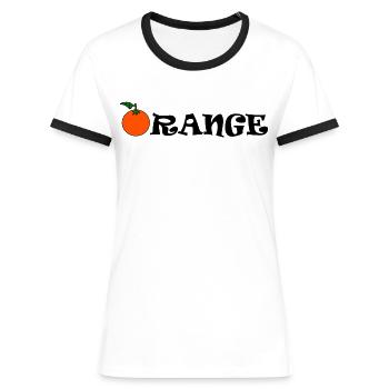 Orange - Frauen Kontrast-T-Shirt - Weiß/Schwarz - Vorne - Selfina (174cm)