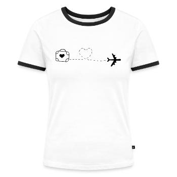 Love is Traveling - T-shirt contrasté Femme - blanc/noir - Devant - Selfina (174cm)