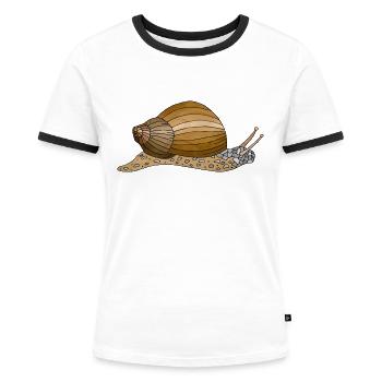 Schnecke - Frauen Kontrast-T-Shirt - Weiß/Schwarz - Vorne - Selfina (174cm)