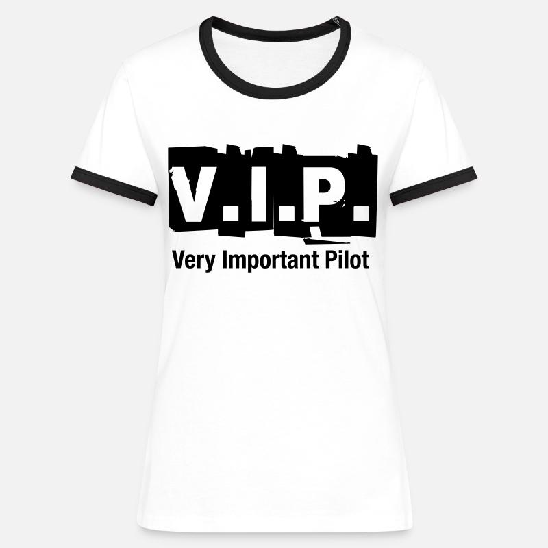 V.I.P. Meget vigtig pilot - Dame kontrast-T-shirt - hvid/sort