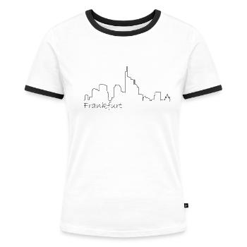 Skyline Frankfurt - Frauen Kontrast-T-Shirt - Weiß/Schwarz - Vorne - Selfina (174cm)