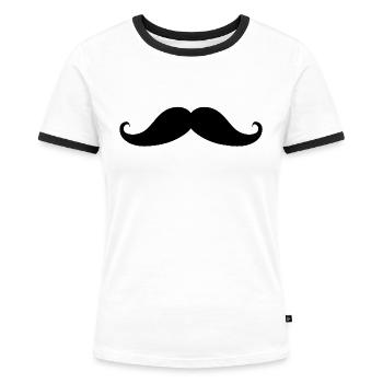Moustache moustache moustache moustache - T-shirt contrasté Femme - blanc/noir - Devant - Selfina (174cm)