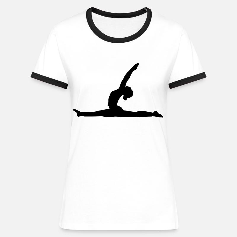 Front Splits silhouette - Women's Ringer T-Shirt - white/black