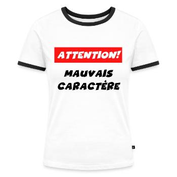 attention mauvais caractère - T-shirt contrasté Femme - blanc/noir - Devant - Selfina (174cm)