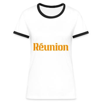 je peux pas j ai Réunion - T-shirt contrasté Femme - blanc/noir - Devant - Selfina (174cm)
