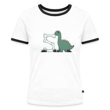 Lettre S - T-shirt contrasté Femme - blanc/noir - Devant - Selfina (174cm)