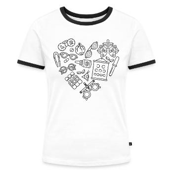 Augenoptiker Optiker Augenarzt Herz - Frauen Kontrast-T-Shirt - Weiß/Schwarz - Vorne - Selfina (174cm)