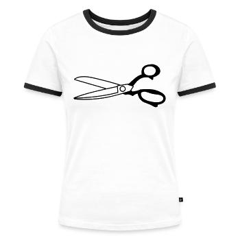 Schere - Frauen Kontrast-T-Shirt - Weiß/Schwarz - Vorne - Selfina (174cm)
