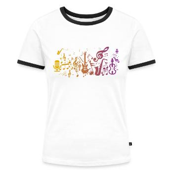 Musik ist Leben - Frauen Kontrast-T-Shirt - Weiß/Schwarz - Vorne - Selfina (174cm)