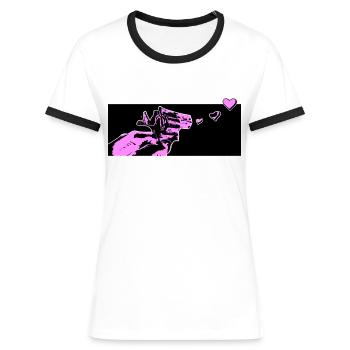 love gun - Women's Ringer T-Shirt - white/black - Front - Selfina (174cm)