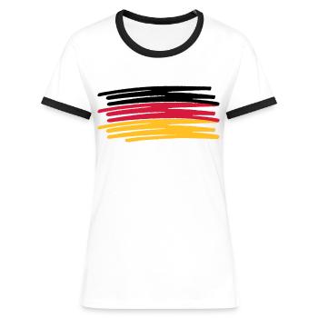 Germany Colors Pen Painted Flag - Women's Ringer T-Shirt - white/black - Front - Selfina (174cm)