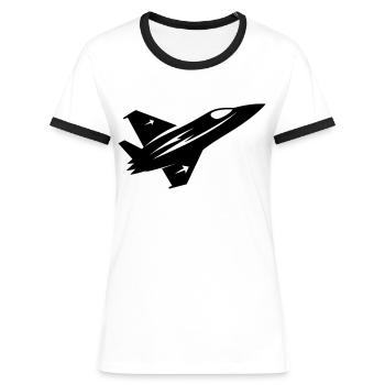 Avion de chasse - T-shirt contrasté Femme - blanc/noir - Devant - Selfina (174cm)