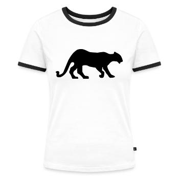 panther_schwarz_20 - T-shirt contrasté Femme - blanc/noir - Devant - Selfina (174cm)
