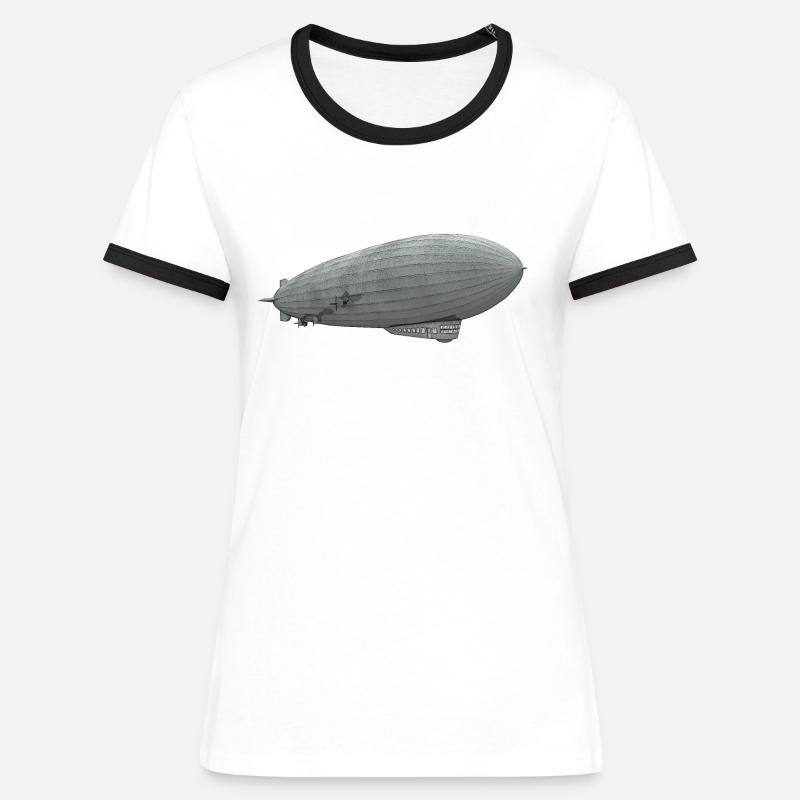Luftskip, Zeppelin - Kontrast-T-skjorte for kvinner - hvit/svart