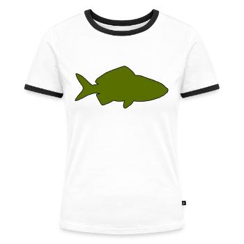 Pez dorado - Camiseta contraste mujer - blanca/negro - delante - Selfina (174cm)