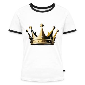 Couronne - Motifs royaux sympas - T-shirt contrasté Femme - blanc/noir - Devant - Selfina (174cm)