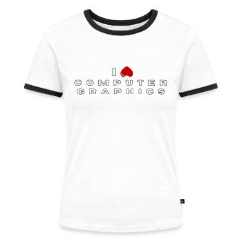 Je déteste l’infographie - T-shirt contrasté Femme - blanc/noir - Devant - Selfina (174cm)