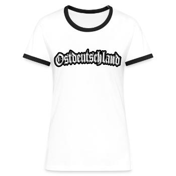 Ostdeutschland - Frauen Kontrast-T-Shirt - Weiß/Schwarz - Vorne - Selfina (174cm)
