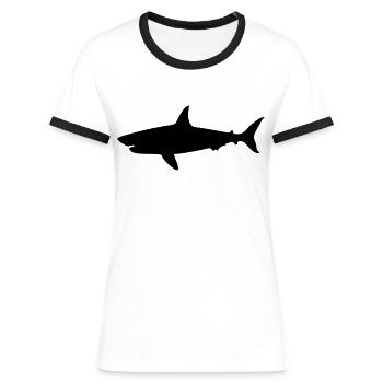 Zeichnung Hai Hai Tauchen - Frauen Kontrast-T-Shirt - Weiß/Schwarz - Vorne - Selfina (174cm)