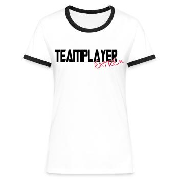 teamplayer extreme - Frauen Kontrast-T-Shirt - Weiß/Schwarz - Vorne - Selfina (174cm)