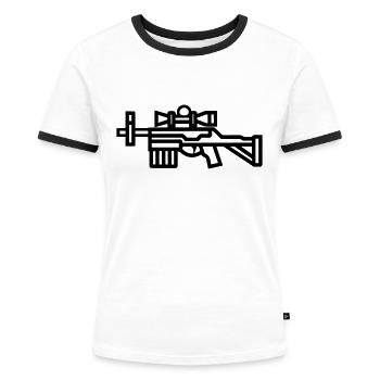 Sniper Shotgun - Women's Ringer T-Shirt - white/black - Front - Selfina (174cm)