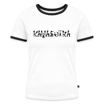 Stickman Kamasutra - T-shirt contrasté Femme - blanc/noir - Devant - Selfina (174cm)