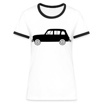 Youngtimer 4L profil - T-shirt contrasté Femme - blanc/noir - Devant - Selfina (174cm)