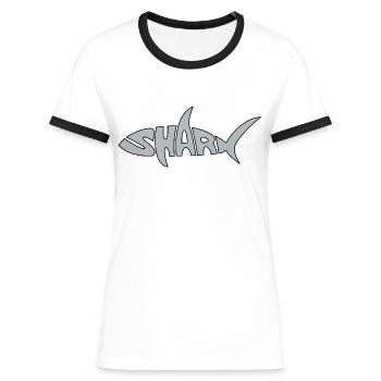 Shark, shark, fish, marine animal, danger - Women's Ringer T-Shirt - white/black - Front - Selfina (174cm)