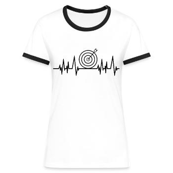 Archery archery heart beat target - Women's Ringer T-Shirt - white/black - Front - Selfina (174cm)