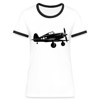 Avion de chasse - T-shirt contrasté Femme - blanc/noir - Devant - Selfina (174cm)