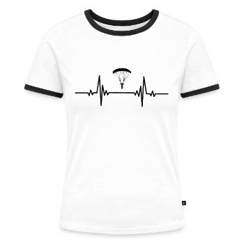 Centre de parapente Heartbeat - T-shirt contrasté Femme - blanc/noir - Devant - Selfina (174cm)